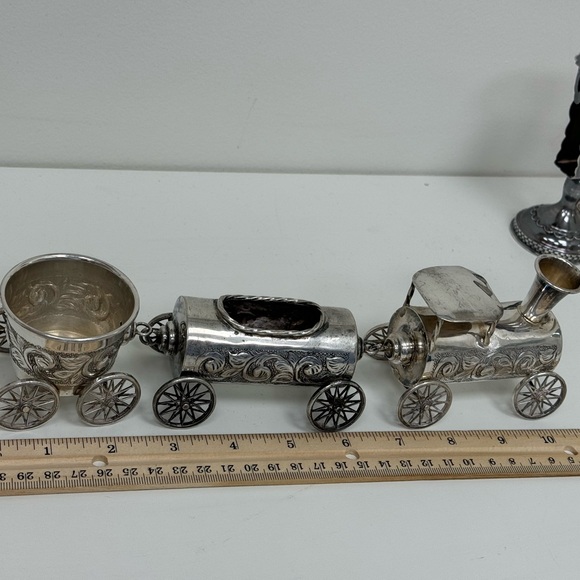 925 Sterling Silver Judaica Sterling Silver 3 Piece "Train" Set - Picture 5 of 12